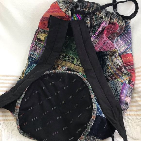 HUGE Handcrafted Vintage Guatemalan Colorful Patchwork Artisan Cotton Backpack